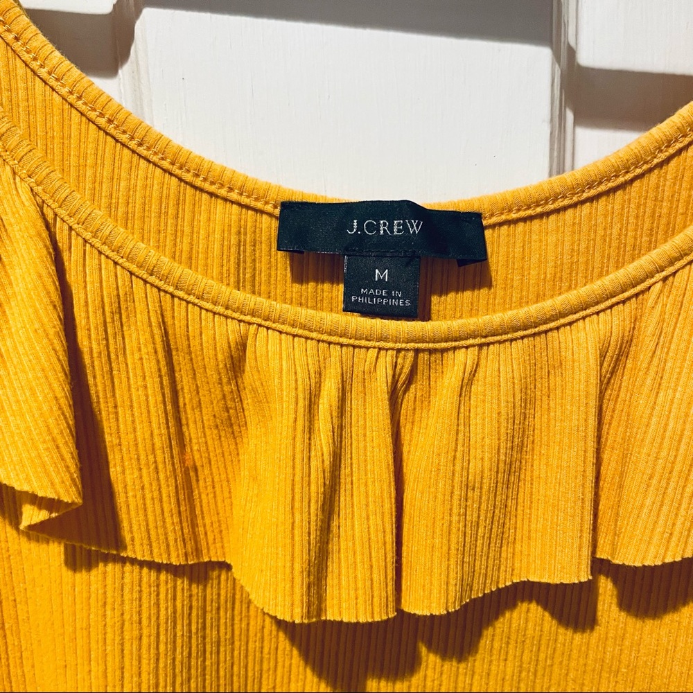 Ribbed Ruffle Tank in Marigold - Picture 2 of 4